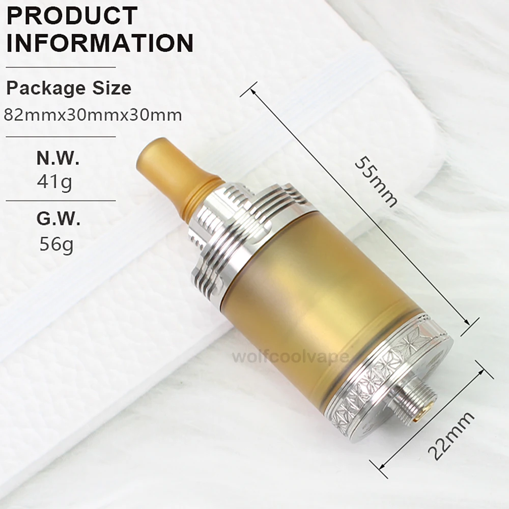 خزان Vape بتصميم Bottcoolvape ، تعبئة علوي ، ملف مفرد MTL RTA ، MTL V2 ، SS316L Iu ، 4-22 ،