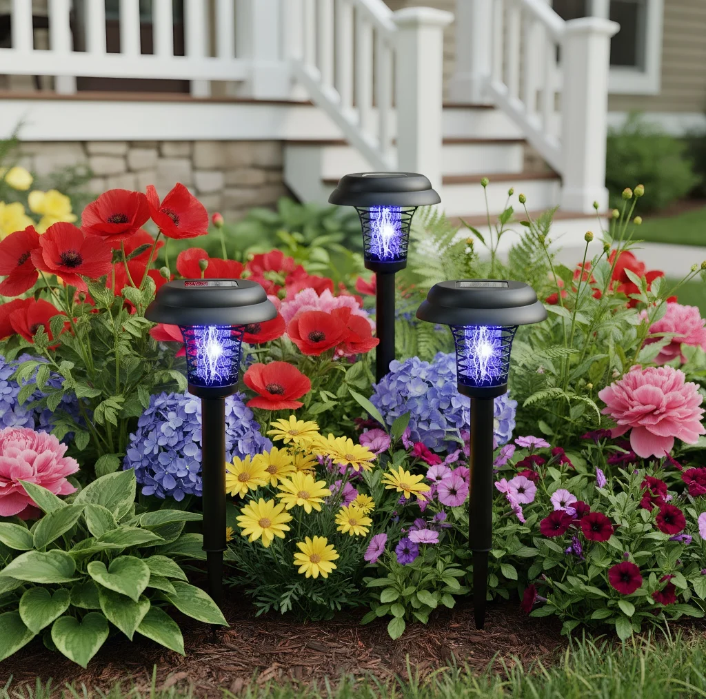 armadilha-solar-para-insetos-com-modos-de-luz-dupla-lampada-led-a-prova-d'Agua-para-jardim-gramado-camping-e-atividades-ao-ar-livre