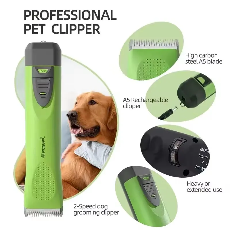 Pet Hair Clipper CP-9060, Cordless & Corded Dual Use Dog Grooming Trimmer Low Noise Rechargeable Professional Shaver for Catsdog