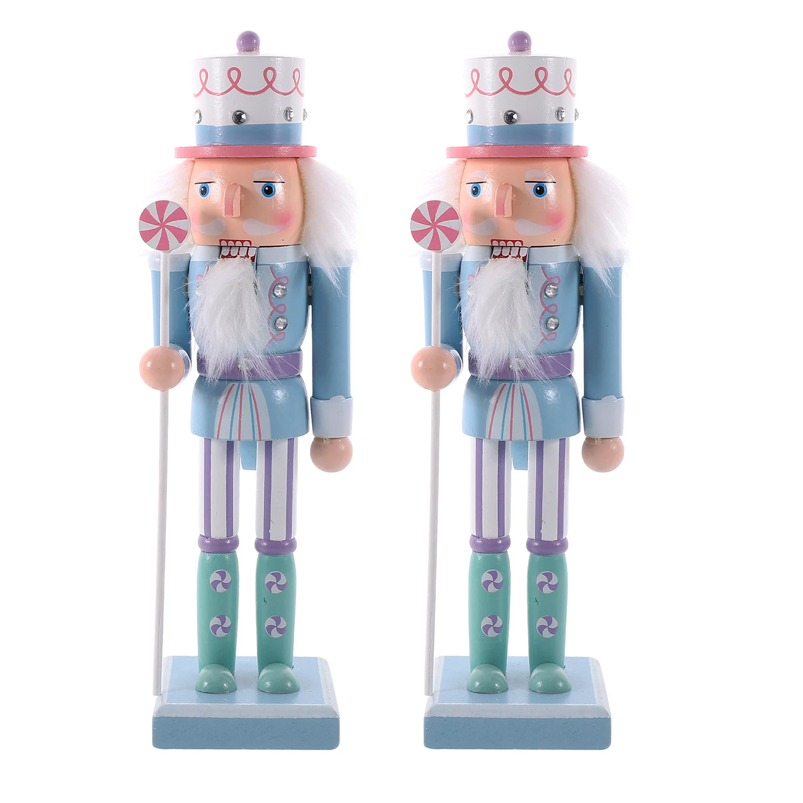 

2Pcs Wooden Christmas Nutcracker Figures 25Cm Light Color Handcrafted Decorative Nutcrackers for Tabletop Desktop Shelf Holiday