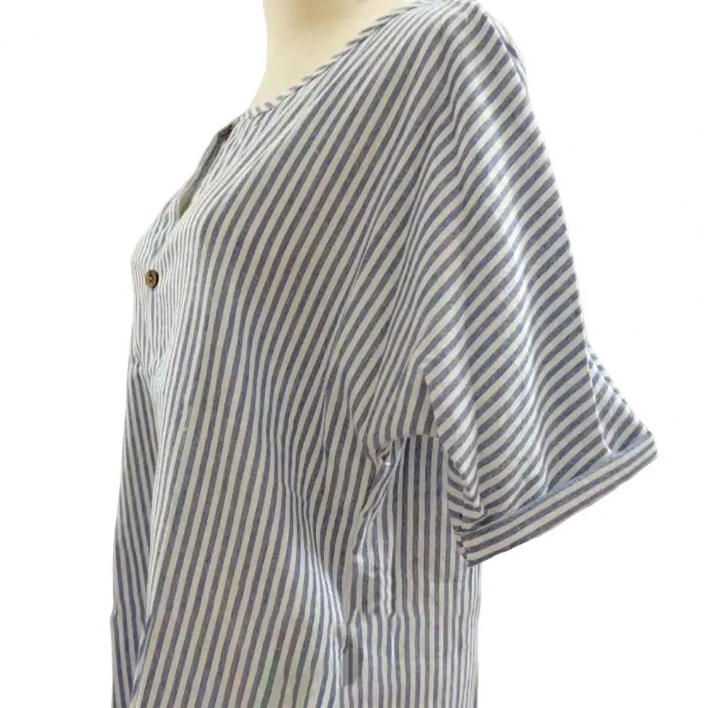 

V-neck Top Stylish Women's V-neck Batwing Sleeve Striped Tee Shirt for Summer Daily Wear Women Striped Batwing Sleeve Top