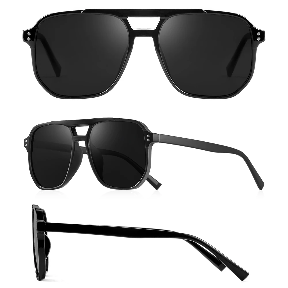 CRIXALIS 2Pcs Unisex Plastic Geometric Frame Fashion Sunglasses For Men Street Photography Travel Concave Shape Shade UV400