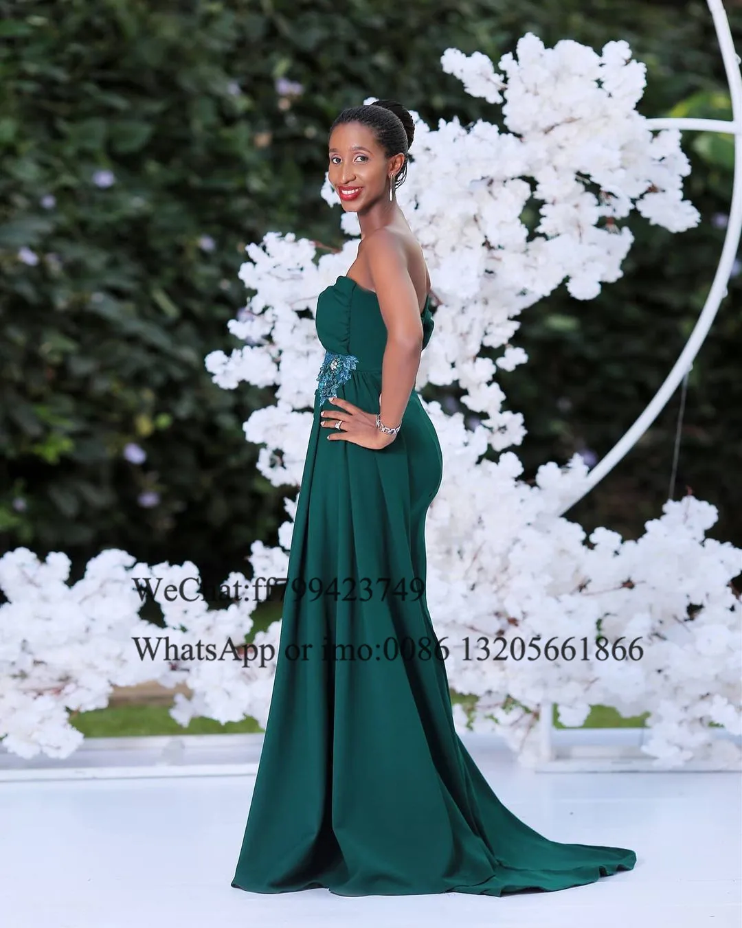 Dark Green Mermaid Bridesmaid Dresses One Shoulder Pleat Crystal Streamer Long Wedding Party Dress For Women Prom Gowns