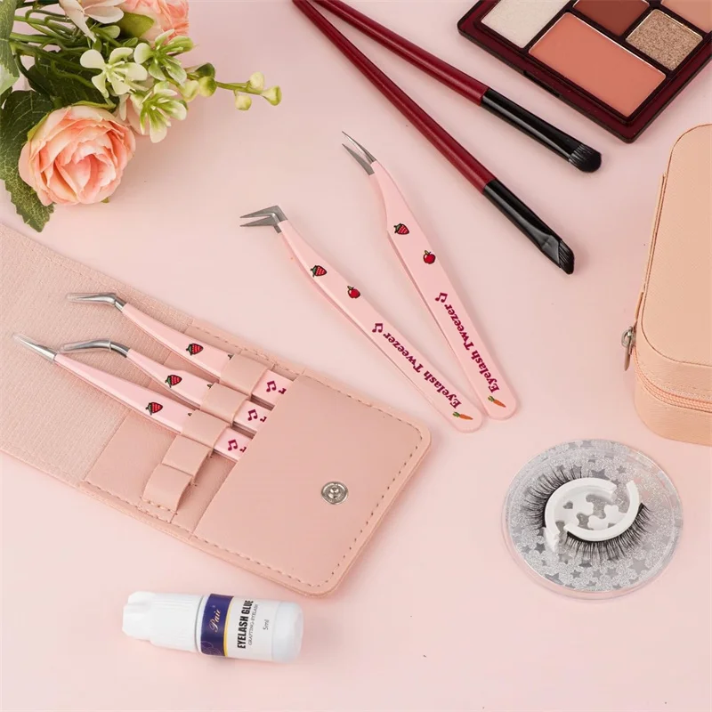 Juego de pinzas para pestañas, 5 uds., alicates con Clip para extensión de pestañas postizas, pinzas para cejas para el cabello, arte de uñas, pinzas para soldar pestañas, herramientas de maquillaje