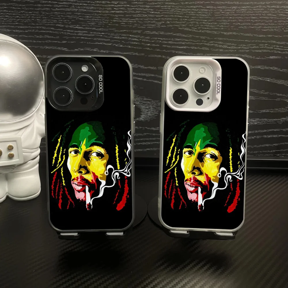 Bob Marley Rasta Lion Phone Case IMD Color Silver Shell For IPhone 16 15 14 13 12 11 Pro Max Plus