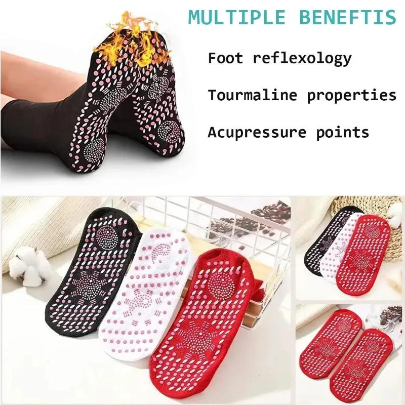 Winter Thermal Tourmaline Energy Socks Self Heating Massage Mid Calf Socks for Men and Women Breathable Anti Slip Warm