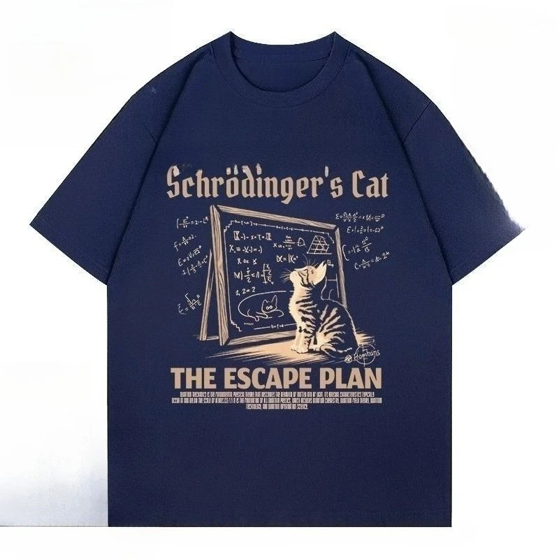 

Футболка Imprimé À Manches Courtes Recherche Scientifique M дозвоanique Quantique Chat Manches Courtes En Coton Pour Hommes Et Femmes