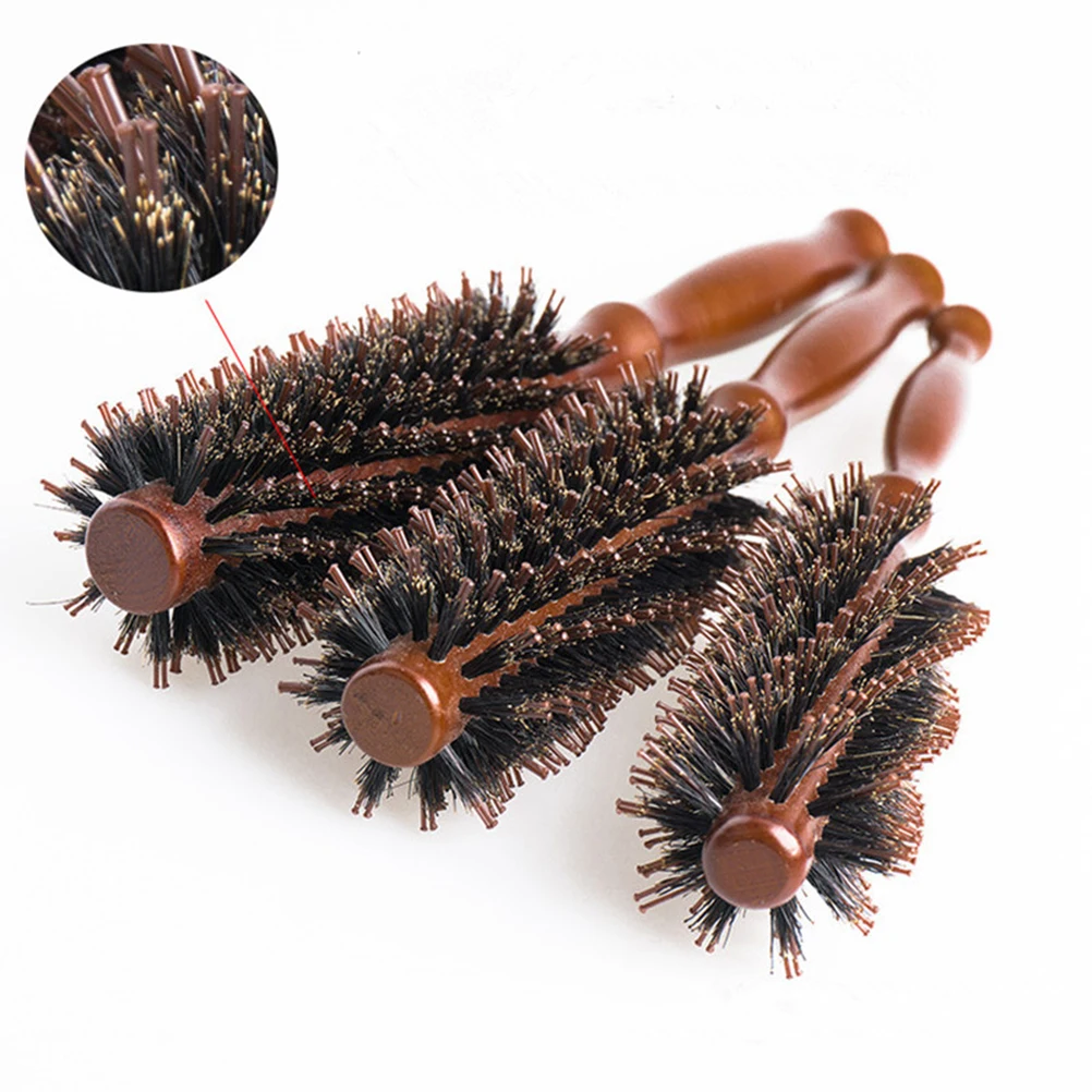 

Round Comb For Women Bristle Nylon Hair Brush Spiral Design Shiny Silky Scalp Massage Comfort Handle 10-Row
