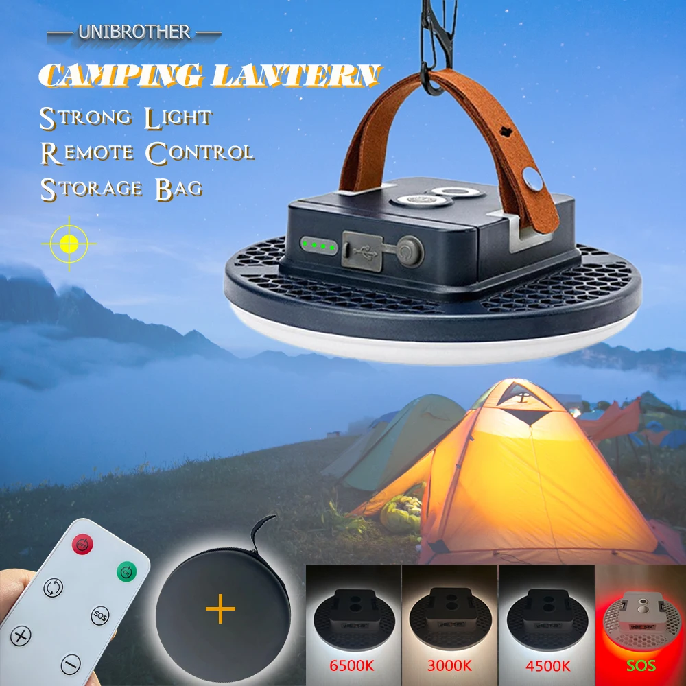 Remove Control Camping Lantern Outdoor Camping Light Rechargeable Flashlight Strong Light Portable Lanterns Power Bank Tent Lamp