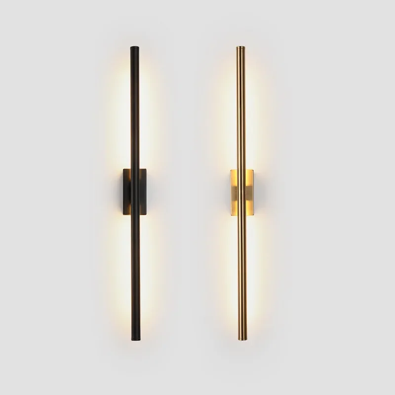 Modern simple linear tube LED up down background opposite wall light LED bedside foyer corridor black gold LED sconce  WF1016