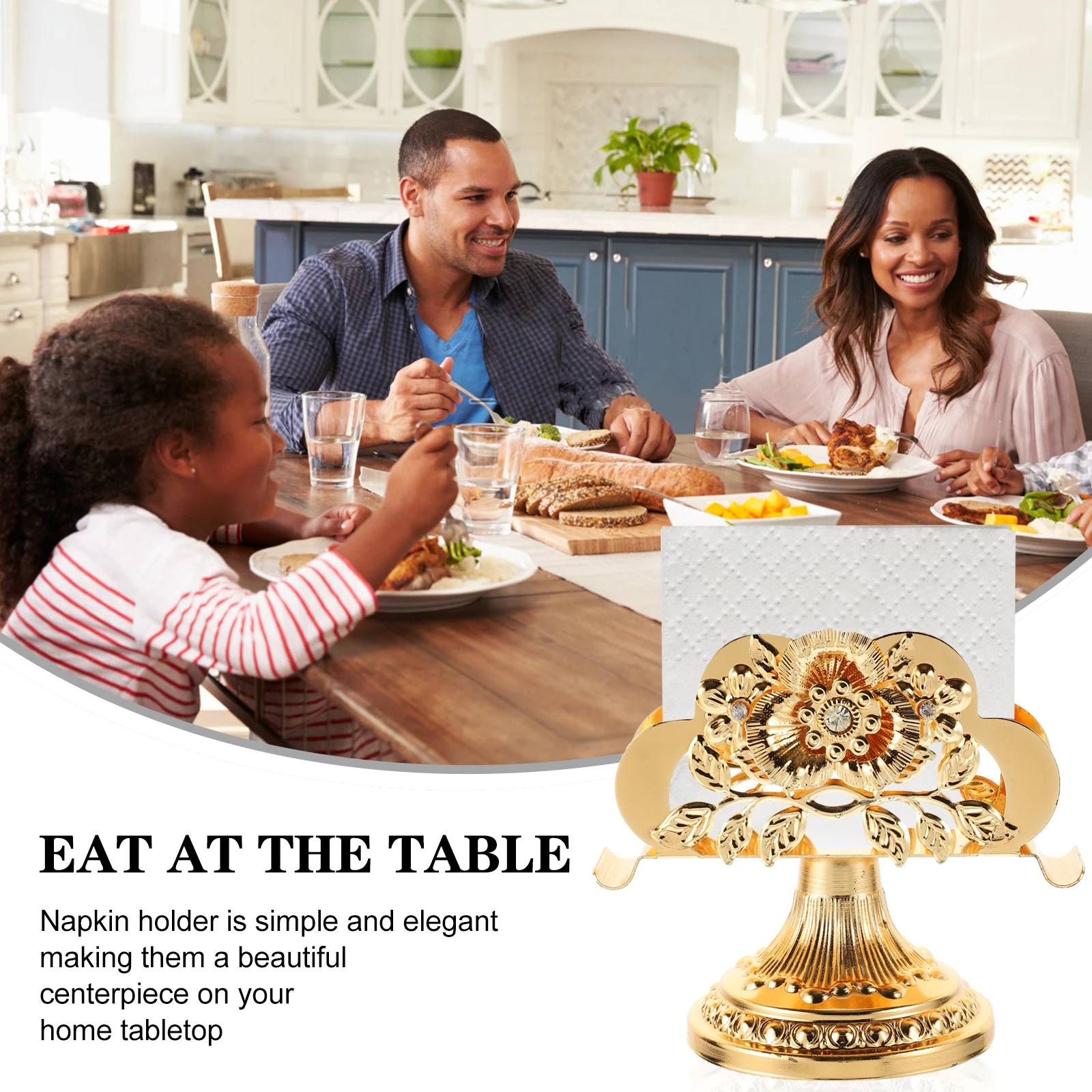 

Chic Iron Napkin Holder Stand Metal Tissue Organizer For Kitchen Table Party Restaurant Home Decor Golden