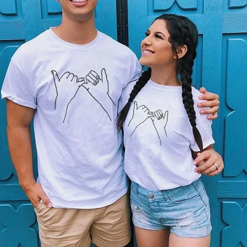 Couples T-Shirt For Women Men Valentine‘s Day Gift Summer Short Sleeve Tops Tees Funny Print Matching Lover Outfits Cotton