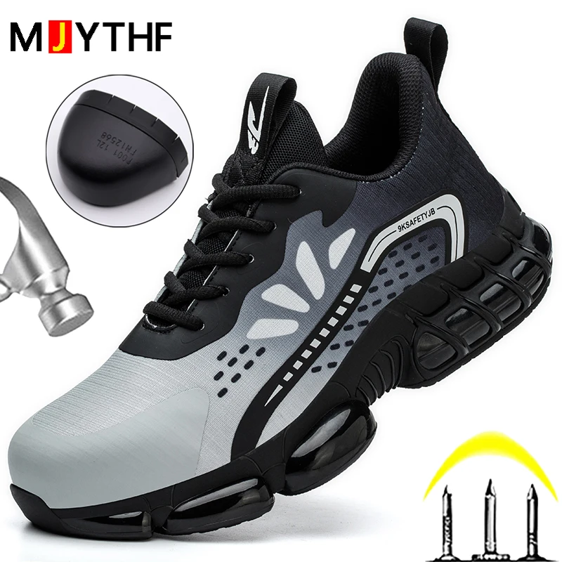 

New Men Safety Shoes Puncture-Proof work Shoes Steel Toe Cap Anti-smash Indestructible Shoes Air Cushion Protective Sneakers