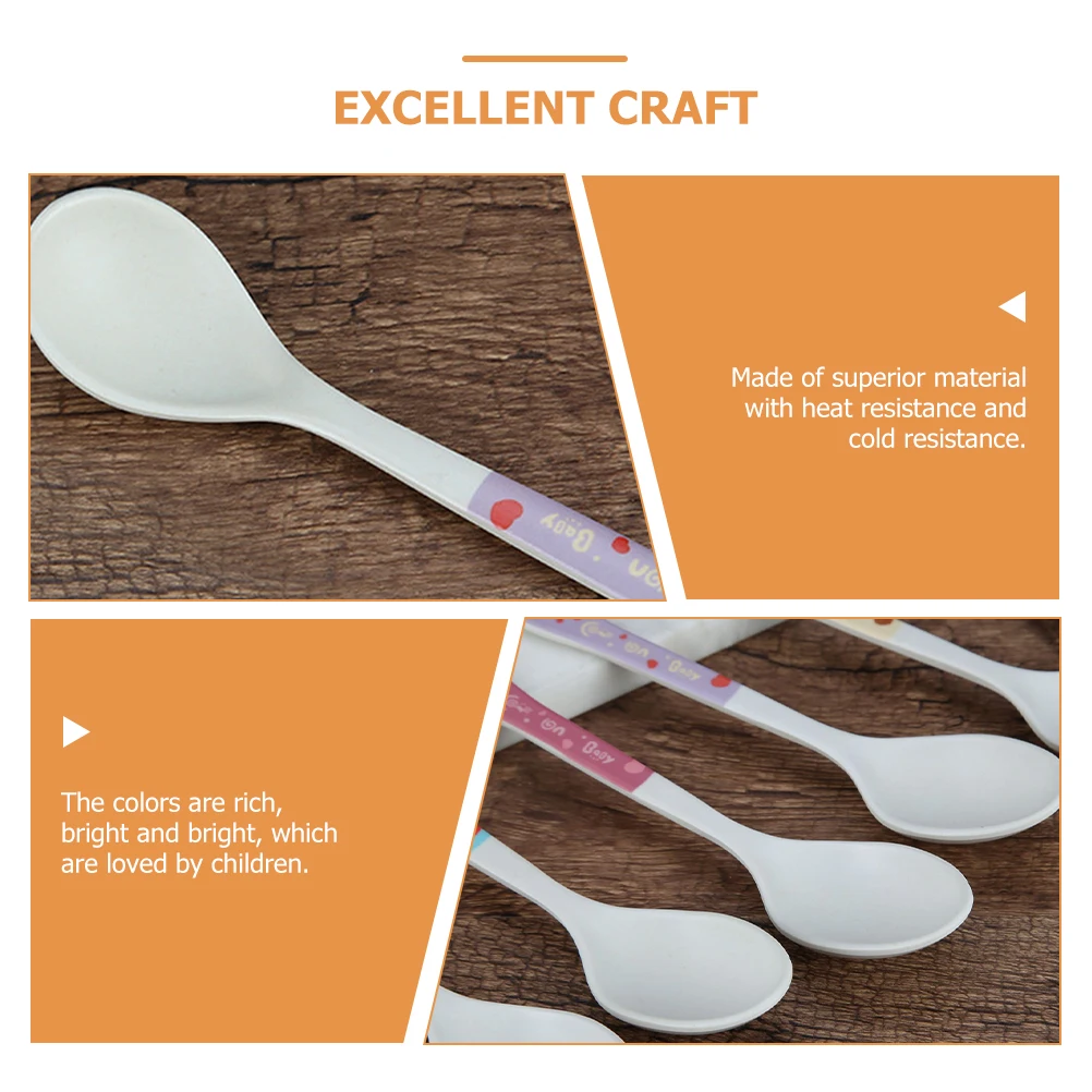 

4pcs Baby Food Spoon Toddler Utensils Feeding Trainer Kids Complementary Child Heat Resistance Cold Practical Use Bright Colors