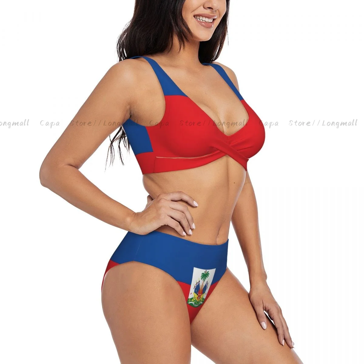 

Women Bikini Set Haitian Flag Swimsuit Push Up Female Swimwear Bathing Suit