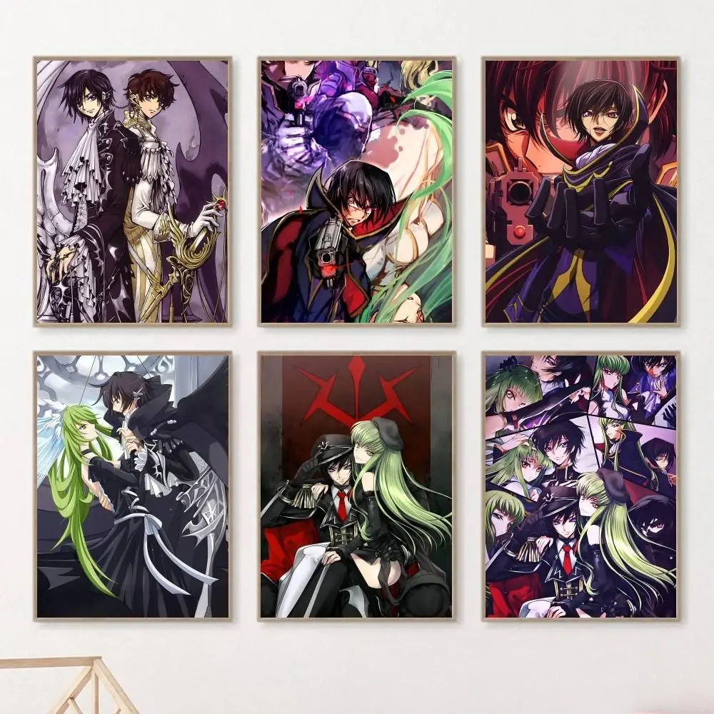 Klassisches Anime-Poster mit C-Code Geass Lelouch of the Rebellion, HD-Druck, Vintage-Wandkunst-Dekoration für Zuhause, Arbeitszimmer
