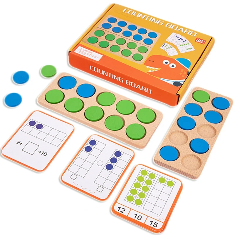 Montessori Wooden Ten-Frame Math Toys Preschool Math Manipulative Number Sense Counters Kids  Activity Early Education Games