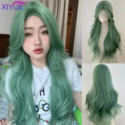 XIYUE parrucca capelli lunghi da donna menta verde stella stesso stile capelli ricci lunghi sintetici Versatile COS Set completo di teste