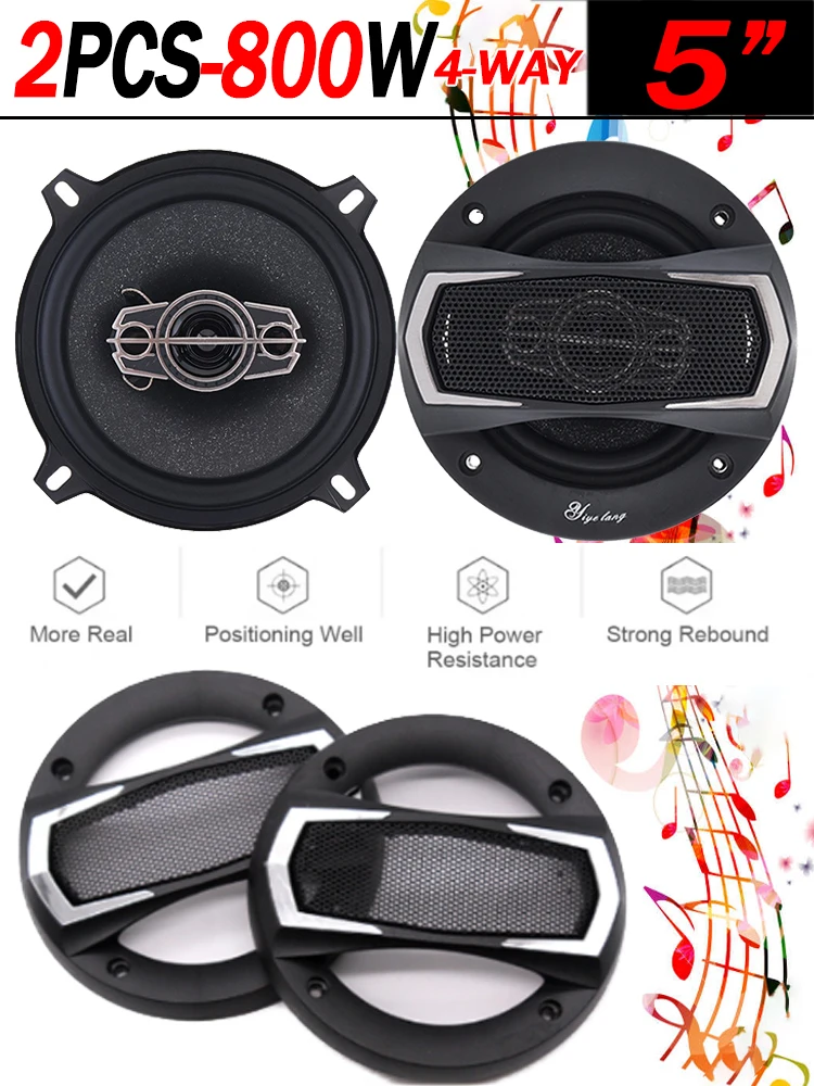 Car Audio Speaker 2PCS 5Inch 400W 4-Way Full Range Frequency Cars Audio Loudspeaker Heavy Mid-bass Ultra-thin Modified Speaker