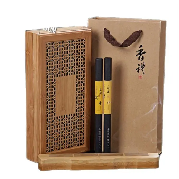 Laoshan Sandalwood Incense Sticks Gift Box Stick Incense Burner Wooden Bamboo Incense Holder Box Crafts