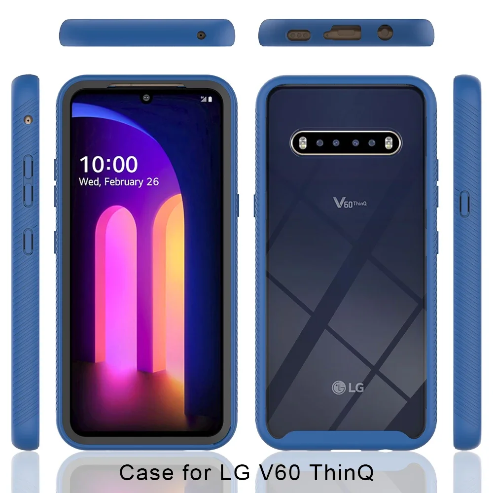 Hybrydowe etui TPU/PC Sky Case dla LG V60 ThinQ Fundas Capa Dwuwarstwowa konstrukcja Wstrząsoodporna, krystalicznie przezroczysta obudowa dla LG V50s ThinQ