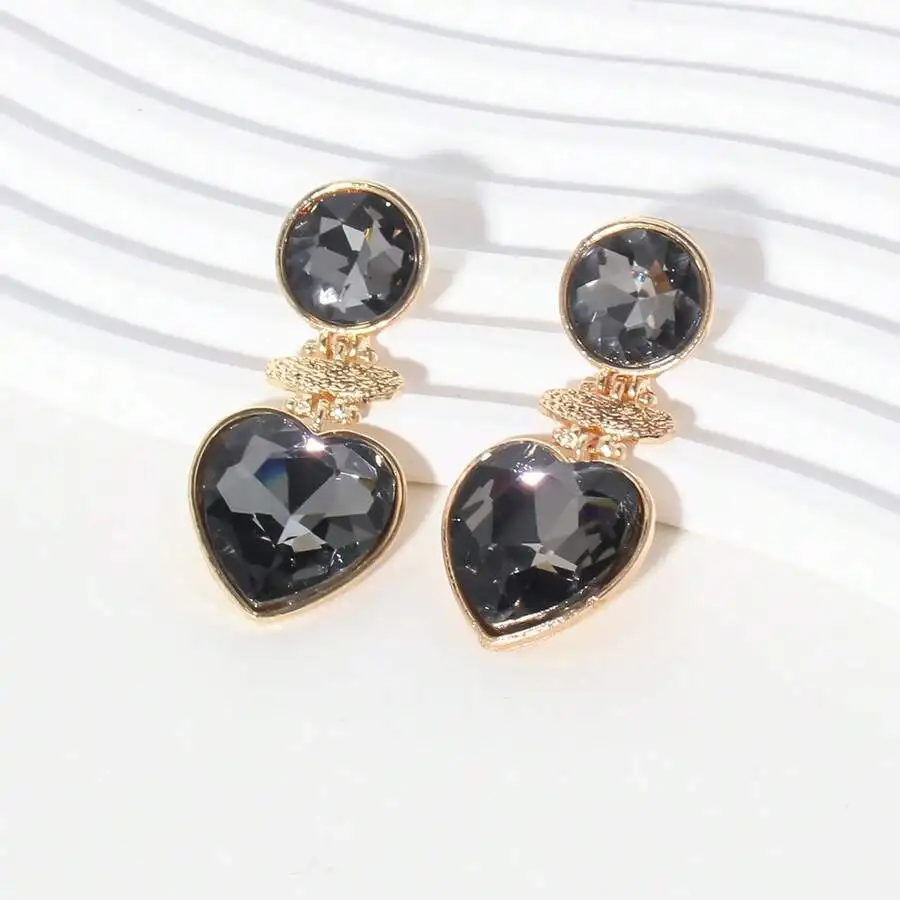 

Retro Heart Shape Crystal Drop Earrings For Women Fashion Jewelry