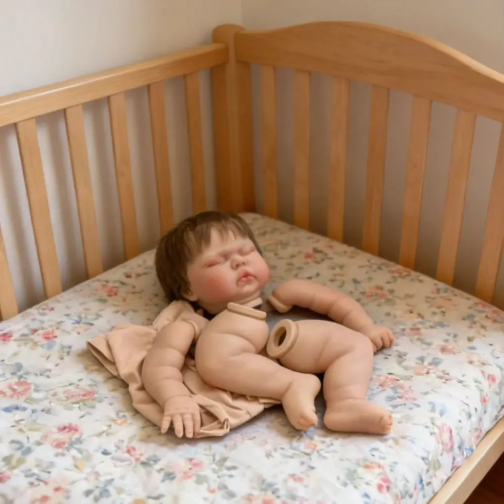 

24 Inch Lifelike Soft Touch Pickle Reborn Doll Kits with Multiple Layers Painting Visible Veins Hand Rooted Hair for Collectors