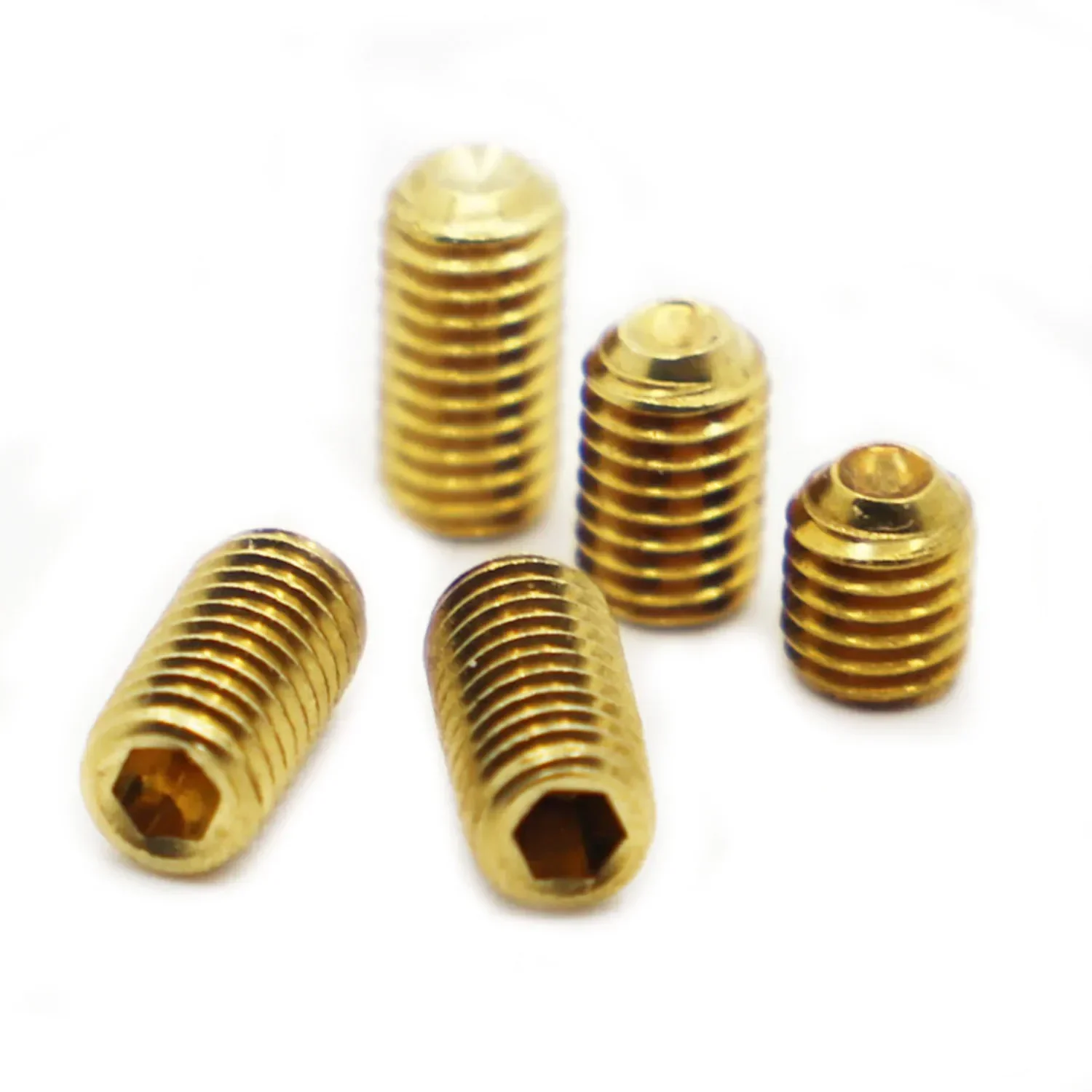 2-10pcs M2 M2.5 M3 M4 M5 M6 M8 M10 Brass Hexagon Socket Set Screws With Cup Point Grub Screw Bolts DIN916