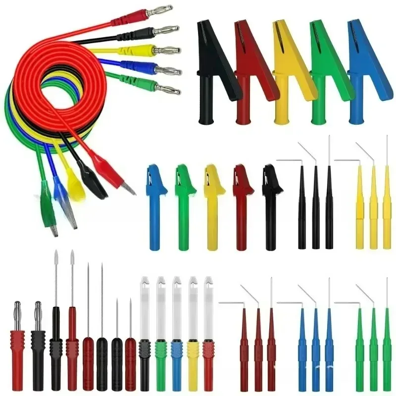 For 41Pcs Multimeter Test Lead Kit with Wire Piercing Probes Alligator Clip Q.80013 4MM Banana Plug To Alligator Clip Test Lead