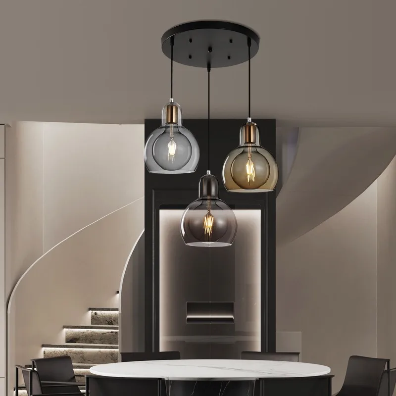 ما بعد الحداثة العنبر الزجاج ممفيس قلادة LED مصباح الحديثة الشمال ديكور المنزل غرفة المعيشة غرفة نوم شرفة جو الثريا