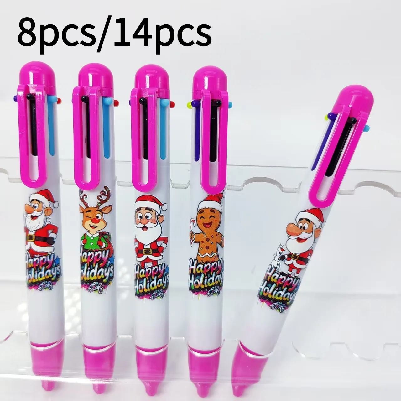 Bolígrafo de la serie de Papá Noel, bolígrafo de regalo con tema de vacaciones felices, papelería para firma de escritura para estudiantes, 8 Uds./14 Uds.
