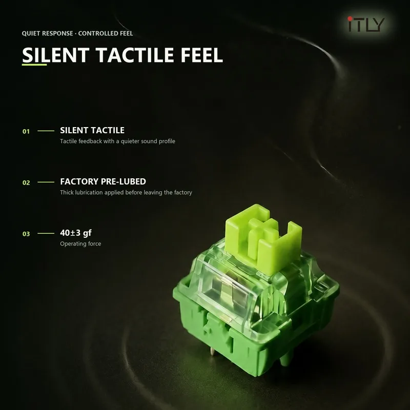 iTLY QingNing Lime Silent Linear Switches 40gf Pre-Lubed 5-Pin Custom Mechanical Keyboard with KP08 Switch Puller 4 Colors Gift