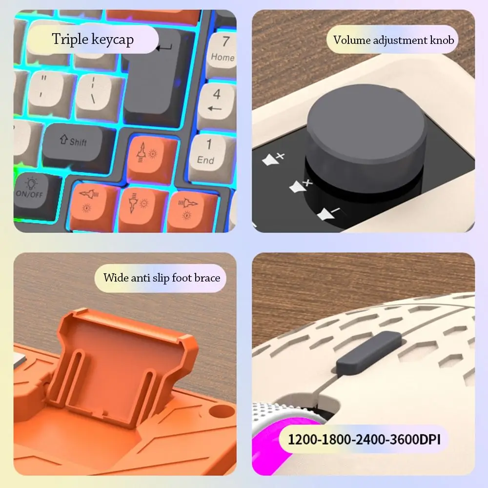 Backlight RAIKU T98 Keyboard RGB Lighting Luminous Keyboard Mouse Set Rainbow Color 98 Key Layout Gaming Mechanical Keyboard