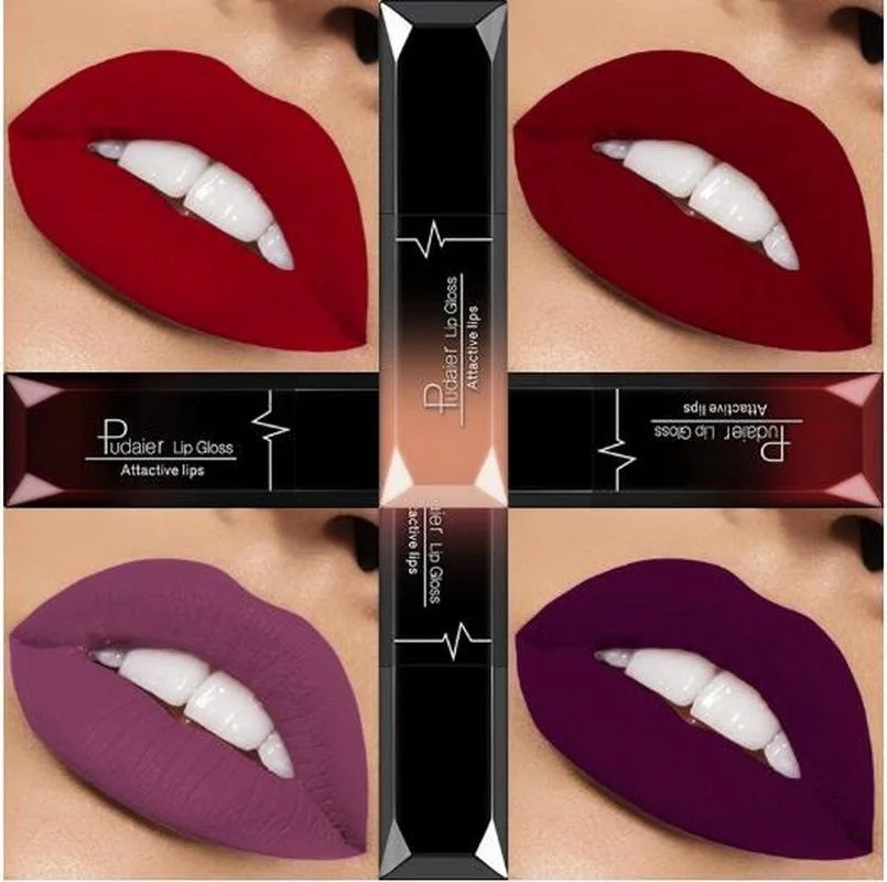 Matte Liquid Lipstick Waterproof Long Lasting Lip Gloss Tint Sexy Red Nude Purple Metallic Lipsticks Makeup Cosmetics