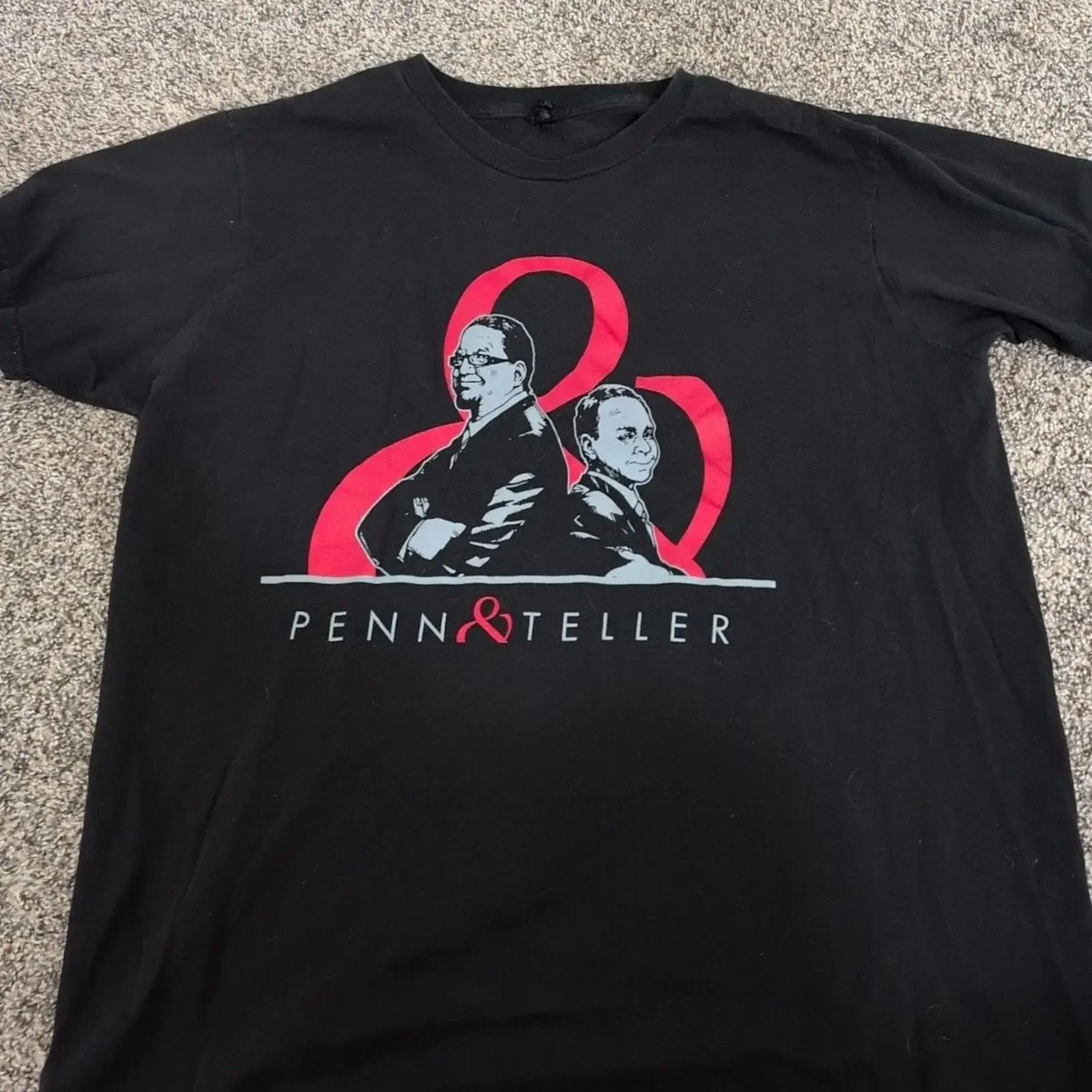 Camiseta Penn Teller vintage Washed Versatile fashion Breathable Slightly homme Unisex graphic Soft Casual