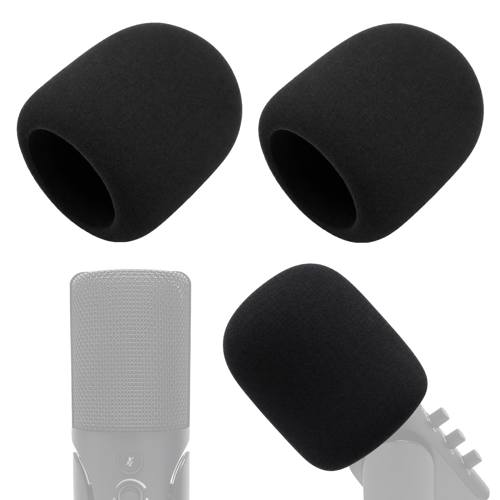 2-Pack Foam Windscreen Mic Cover For Sennheiser Profile USB Microphone, High-Density Pop Filter