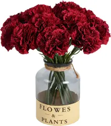 15pcs Artificial Carnation Flowers Real Touch Silk Flowers with Stems for Home Decor Bouquet Anniversary Floral Arrangements