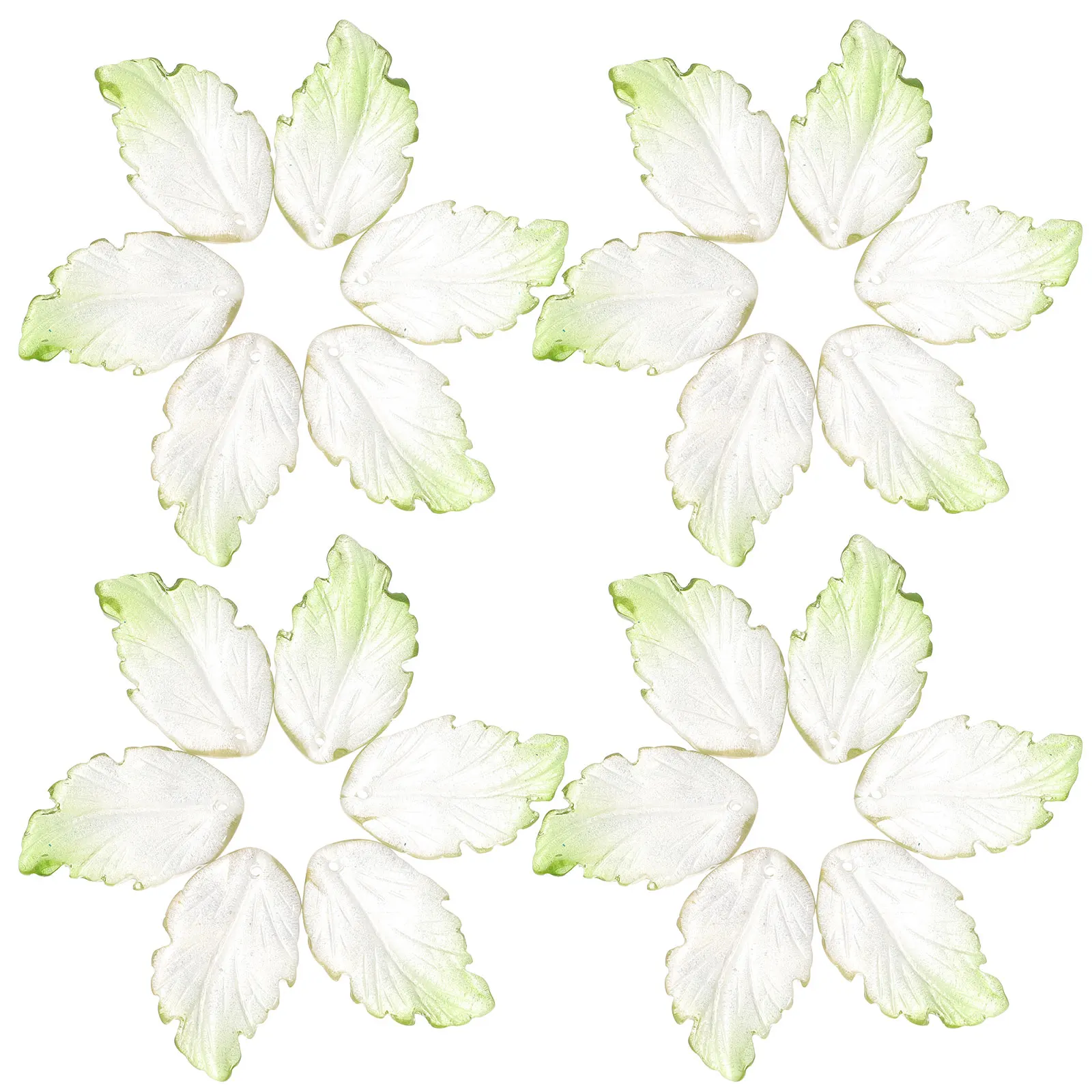 

40 Pcs Glass Petal Accessories DIY Crafts Pendant Charms for Jewelry Making Leaf Shaped Earring