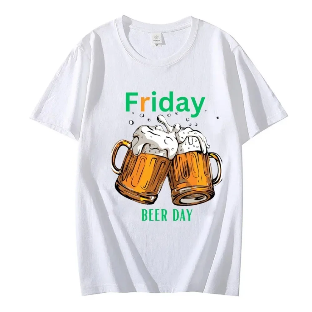 Friday Beer Day Print  T-Shirt Top T-shirts for Men Hip Hop Tops Shirts Short Sleeve Men's T-shirts Summer Clothing for Men Tops