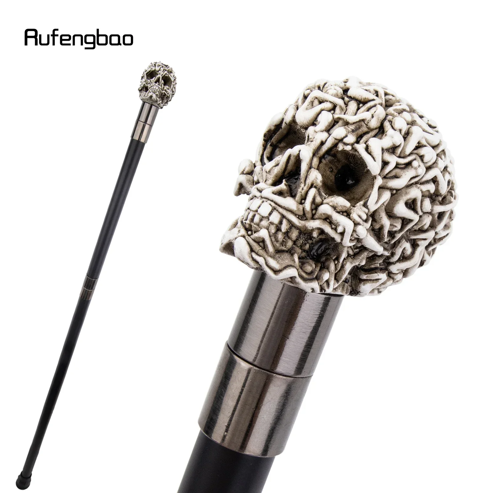 White Resin Skull Head Walking Cane Fashion Decorative Stick Elegant Cosplay Cane Knob Crosier 92cm  Performance Stage Cane view 3