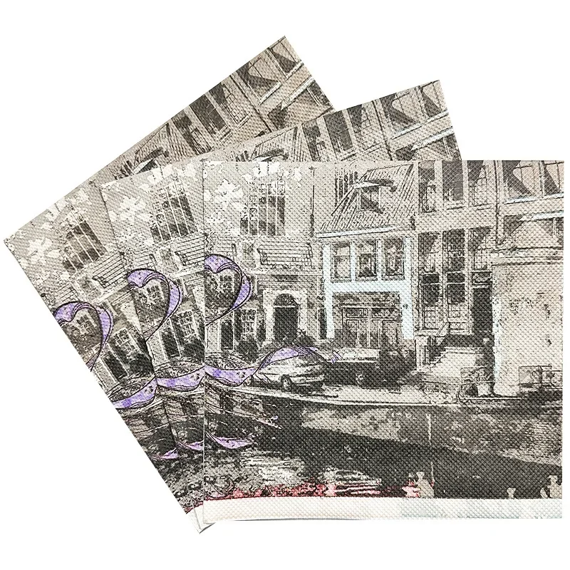 10/20pcs/Pac 33cm Newspaper Old Style Dish Bone Bart Paper Black and White Architectural Floral Party Decoration Paper Placemat