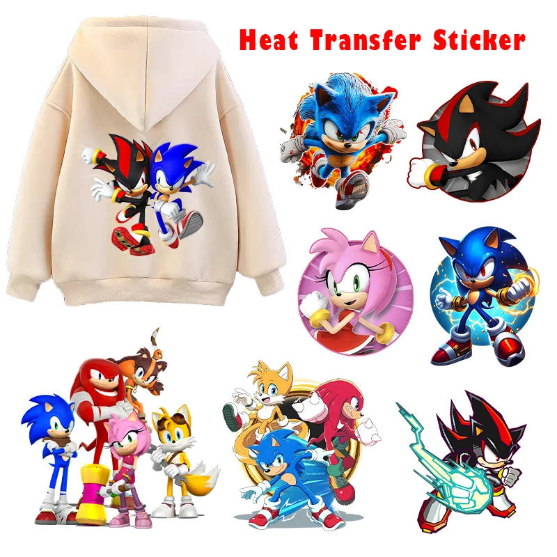 Autocollants thermocollants de dessins animés Sonic, Amy Rose, pour t-shirts, vêtements, bricolage, enfants, patchs thermocollants, transferts, appliques, décorations