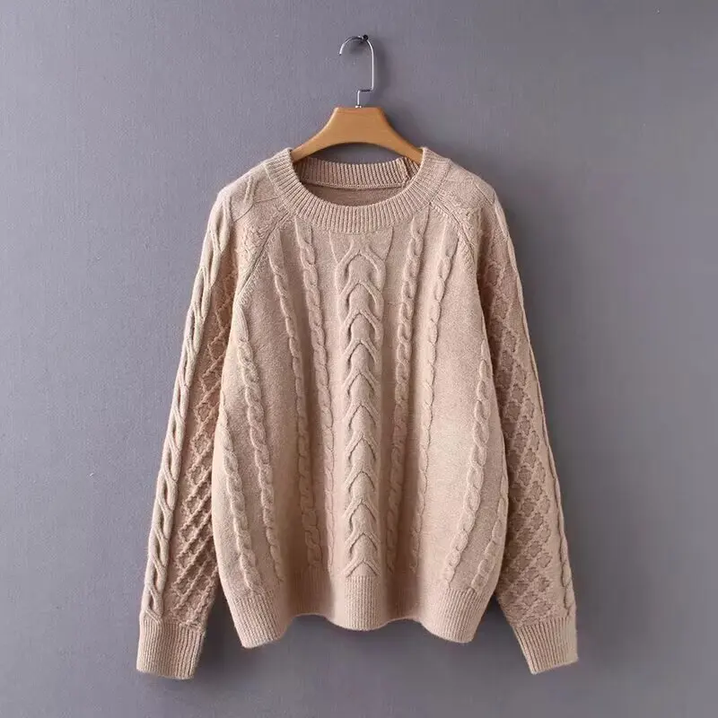 

Сплошной цвет, пуловер, свитер, элегантный женский свитер с круглым вырезом и длинными рукавами, простой теплый зимний трикотаж, мягкие шикарные женские топы, уличная одежда