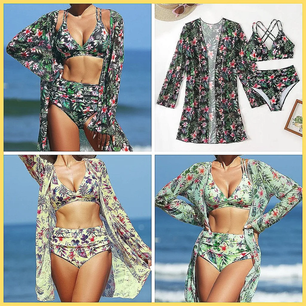

Sexy Brazilian 3-Piece Bikini Set for Women, High-Waisted Beach Swimwear & Pool Bathing Suits (Characters: 78)