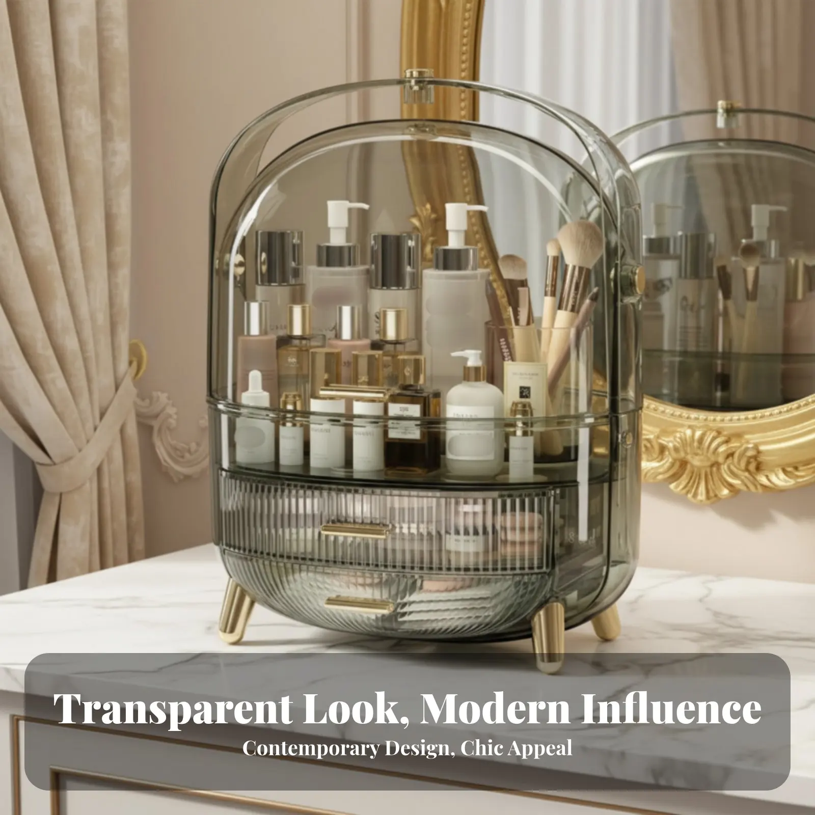 

Косметический органайзер с выдвижными ящиками, большой вместимости, грязеотталкивающий, с несколькими отделениями, для женщин, подростков, туалетного столика