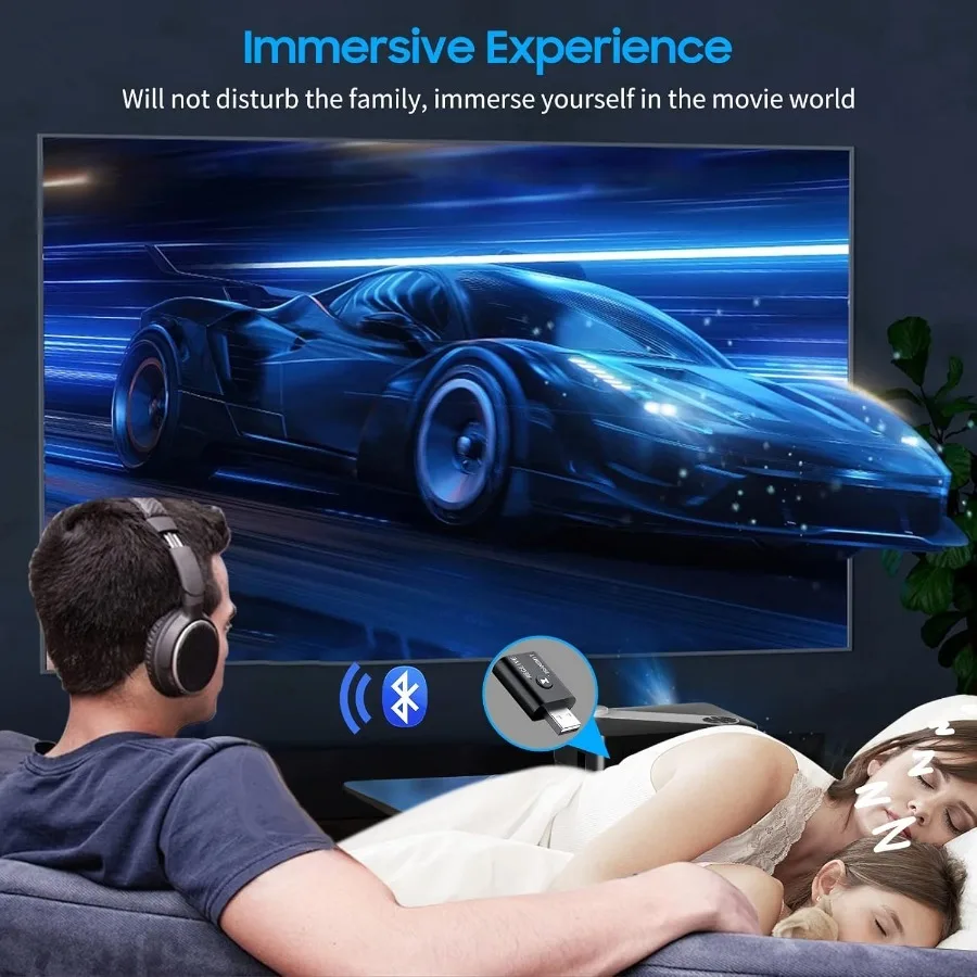 Wireless USB Bluetooth 5.0 Adapter 2IN 1 Transmitter Receiver Converter 3.5mm AUX Jack for PC Computer TV Laptop Speaker Headset