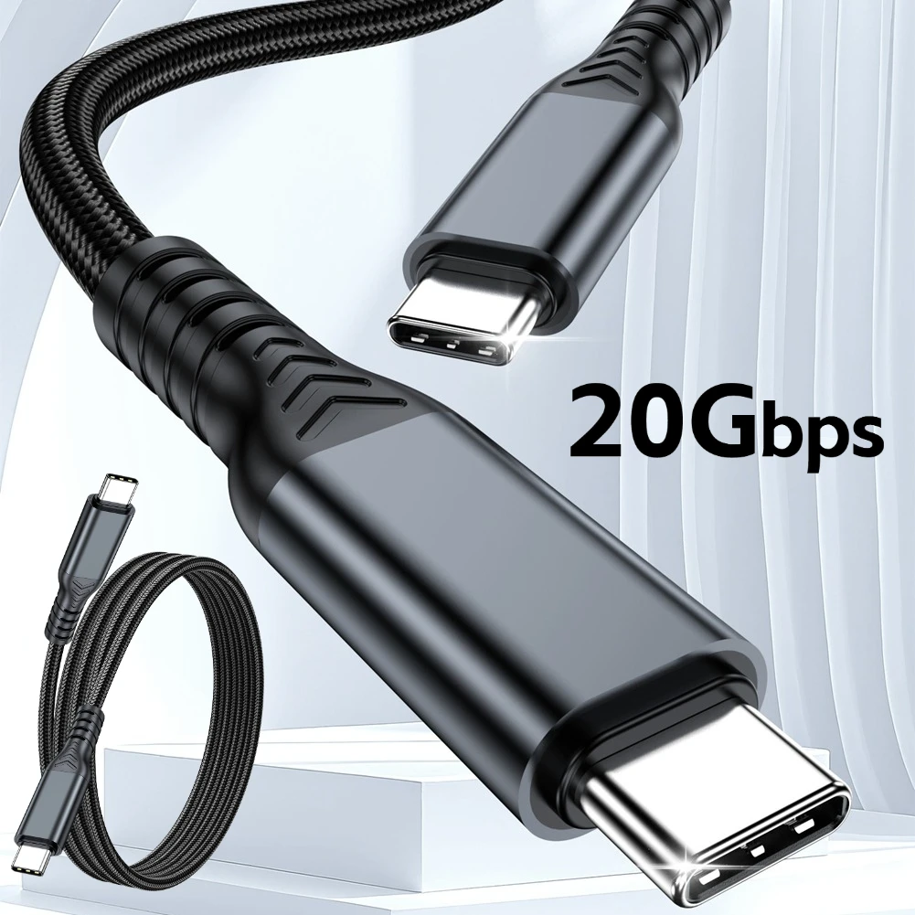 USB 3.2 Gen2 Type-C Braided Cable USB-C to C 8K@60Hz 20Gbps Data Transfer High Speed 240W 5A Fast Charger Video Cable Carplay 3m
