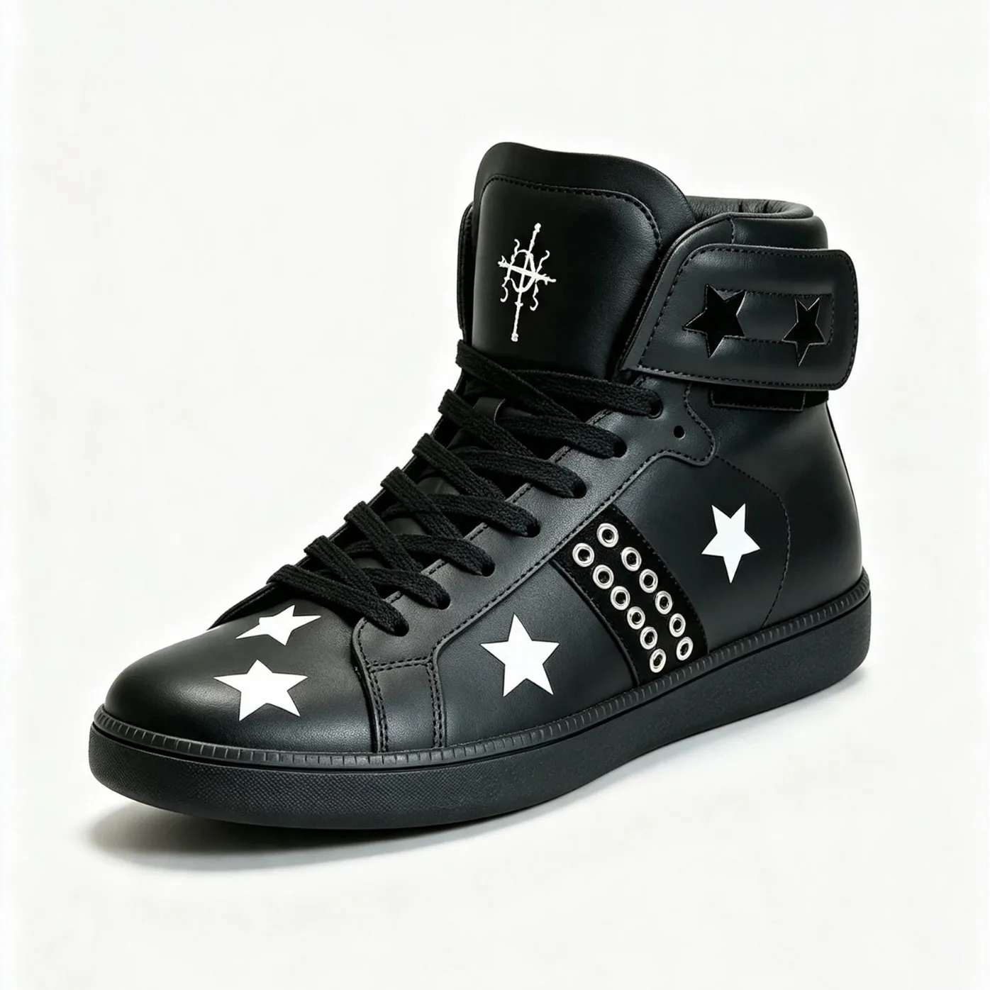 Unisex Best Selling Top Grain Leather Studded High Top Sneakers Retro Thin Sole Casual Street Footwear
