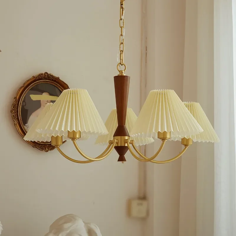 for Xiaohongshu Modern Simple American Chandelier Designer All Copper Pleated Skirt Creative Internet Celebrity Chinese