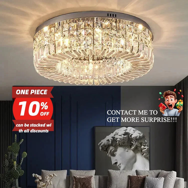 

2024 Modern Golden High Ceiling Light Indoor Luxury K9 Crystal Lamp for Dining Room Bedroom Office Home Home Living RoomVilla